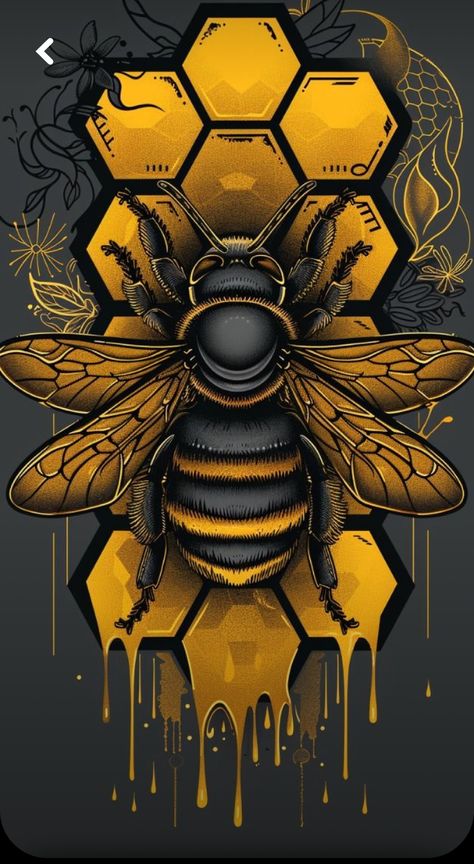 Bee Pictures Art, Honey Bee Drawing, Bee Wallpaper, Honeybee Art, Bee Drawing, Bee Pictures, Insects Theme, Vintage Bee, Bee Tattoo