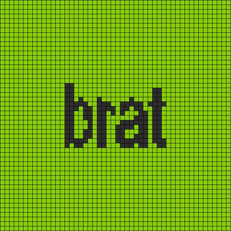 Alpha pattern #170138 | BraceletBook Brat Crochet Pattern, Brat Alpha Pattern, Gilmore Girls Alpha Pattern, Pixel Art Pattern Square, Crochet Grids Patterns, Neon Green Crochet, Crochet Grid Patterns Easy, Heartstopper Alpha Pattern, Chappell Roan Alpha Pattern