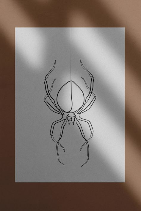 minimalist, minimalism, minimal, abstract, figurative, continuous single line, one line art, one line, line art, line drawing, minimal sketch, design graphic, doodle, sketch, drawing, art, design, interior design, decor, home, inspirations, inspiration home, print, framing, interior, fall vibes, autumn aesthetic, halloween aesthetic, spider, web, spider web, tarantula, venom, poison, insect, bug, nature, halloween, costume, october, autumn, fall, spooky, scary, spiderman, hero, - By inspiRin - Spider Line Drawing, Spider Web Line Art, Line Art Halloween, Hanging Spider Drawing, Scary Spiderman, Spiderman Line Art, Spider Art Drawing, Spider Line Art, Spider Doodle