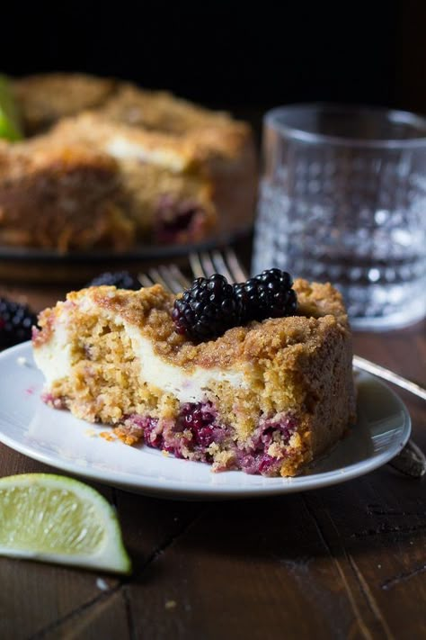 Cream Cheese Swirl Blackberry Coffee Cake Blackberry Coffee Cake, Cheese Coffee Cake, Cream Cheese Swirl, Cream Cheese Coffee Cake, Blackberry Recipes, Lime Cream, Breakfast Pastries, Coffee Cake Recipes, A Piece Of Cake