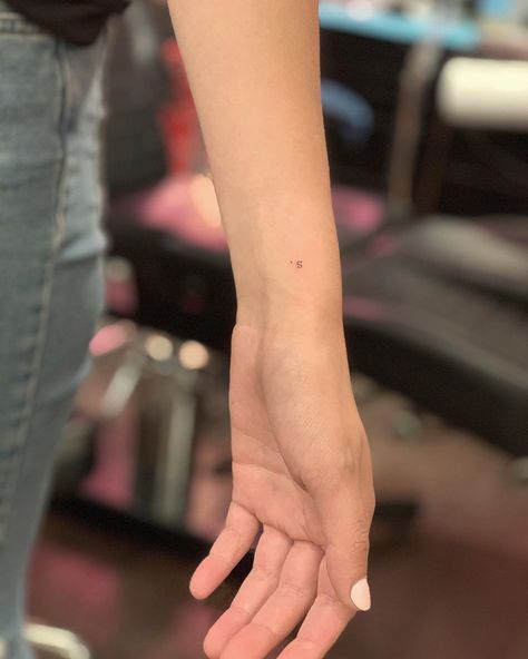 #S. #tattoo #firstexperience #smalltattoo #littletattoo #tinytattoo #nyc #manhattan #usopen Hope Tattoo, J Tattoo, Tiny Wrist Tattoos, Hidden Tattoos, Lettering Tattoo, Disney Tattoo, Delicate Tattoo, Initial Tattoo, Nyc Manhattan