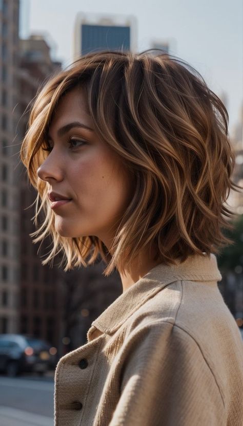 Medium To Short Curly Haircuts, Haircuts For Fine Hair Square Face, Haircuts For High Hairline Women, Hair Between Chin And Shoulders, Medium Bob Haircut For Fine Hair Shoulder Length Over 50, Short Hair Cuts For Oval Faces Women, Mom Cut Oval Face, Hot Mom Haircut, Messy Bob Haircut