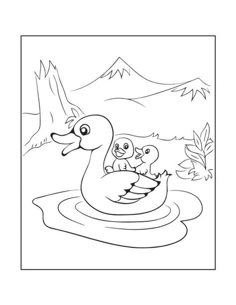 Mama duck swimming while carrying two ducklings on its back. Duck Swimming, Maze Puzzles, How To Teach Kids, Business For Kids, Free Coloring Pages, Free Coloring, Coloring Page, Animal Drawings, Teaching Kids