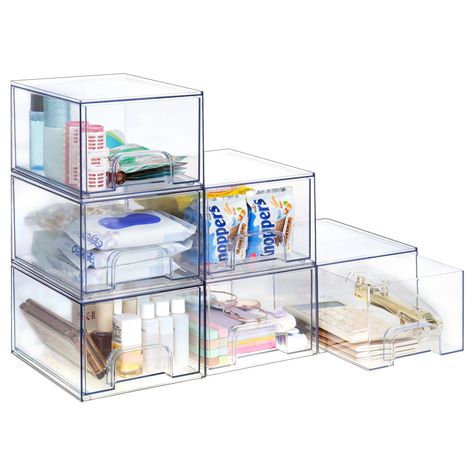 Stackable Containers Organizers, Stackable Organizers Storage Bins, Small Bathroom Organization Under Sink, Organizing Bathroom Drawers, Medication Organization Storage, Bathroom Toiletries Organization, Bathroom Under Sink Organization, Bathroom Drawer Storage, Storage Bin Shelves