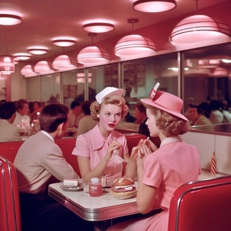 Chaos Dreamland, Mars Aesthetic, Diner Aesthetic, 50s Aesthetic, 50s Vibes, 1950 Fashion, Space Fashion, Retro Housewife, Retro Diner