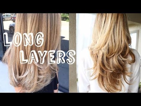 Diy Haircut Long Hair At Home, Diy Long Haircut At Home, Diy Long Haircut, Waterfall Layers Haircut Long Hair, Cut Long Layers At Home, Diy Long Layers, Diy Hair Layers, Diy Haircut Layers, Long Layer Hair