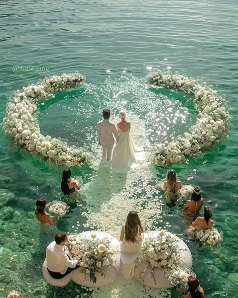 Wedding In Water, Island Wedding Ideas, Underwater Wedding, Ocean Wedding, Water Wedding, Wedding Scene, Dream Wedding Ideas Dresses, Future Wedding Plans, Cute Wedding Ideas