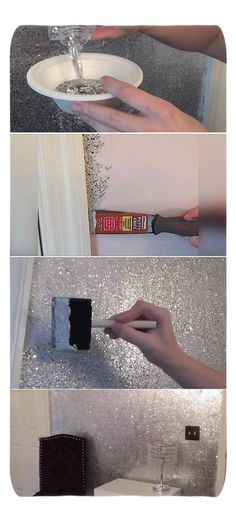 Bedroom Decor. All t Glitter Accent Wall, Glitter Bedroom, Glitter Paint For Walls, Home Remodeling Diy, Glitter Wall, Glitter Crafts, Vacation House, Glitter Diy, House Things