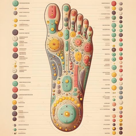 Foot Reflexology, Pressure Points, Reflexology, Map Poster, Acupuncture, Map