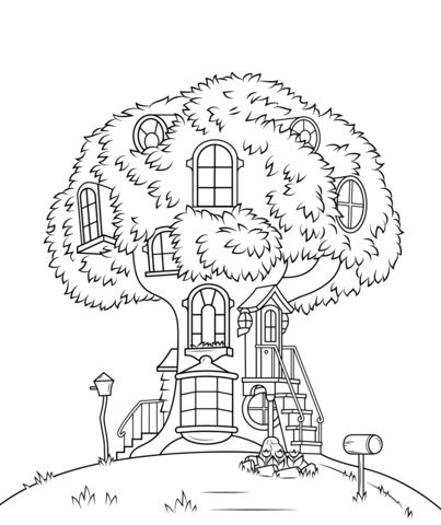 Berenstain Bears Party, Manga Coloring Book, House Colouring Pages, Bear Halloween, Picture Tree, Berenstain Bears, Tree Coloring Page, Bear Coloring Pages, Halloween Coloring Pages