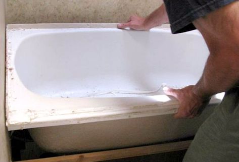 Is your RV tub cracked or grungy? Anyone can tackle a RV bathtub replacement project by following these 13 easy and illustrated steps. Replacing Shower In Camper, Camper Bathtub, Replace Tub With Shower, Rv Bathtub, Rv Tub, Bath Shower Combo, Remove Bathtub, Bathtub Plumbing, Bathtub Replacement