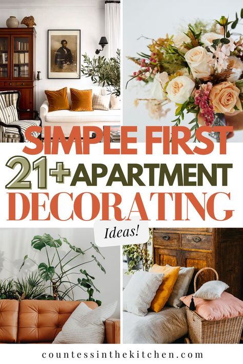 First apartment decorating Apartment Decor Pictures, Small Ny Apartment Aesthetic, Decorating First Apartment, Apartment Living Tips, How To Decorate An Apartment, Apartment Needs Checklist, Young Apartment Decor, Apartment Diy Decor, European Apartment Aesthetic