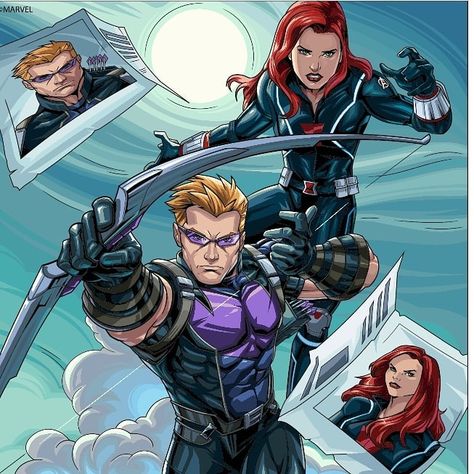 Black Cat X Catwoman, Nat And Clint, Black Widow Comic, Black Widow And Hawkeye, Hawkeye And Black Widow, Hawkeye Clint Barton, Hawkeye Comic, West Coast Avengers, Hawk Eye