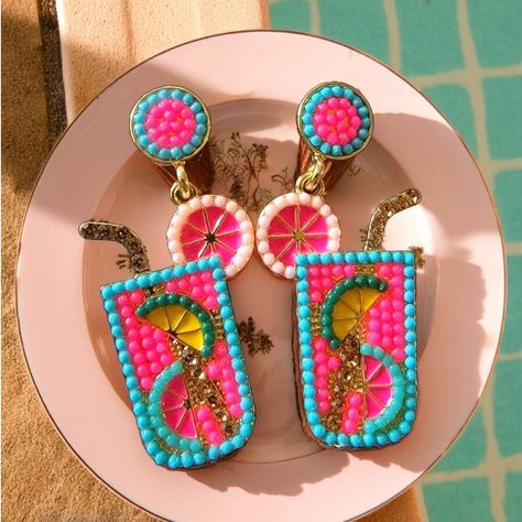 Check out New Beaded Drink Summer Earrings Dangle Cocktail Vacation Rhinestone Sterling, the latest item I added on eBay! #eBay #eBaySeller Drink Earrings, Two Earrings, Patina Earrings, Jeweled Earrings, Summer Earrings, Pumpkin Earrings, Summer Earring, Holiday Earring, Flower Clip