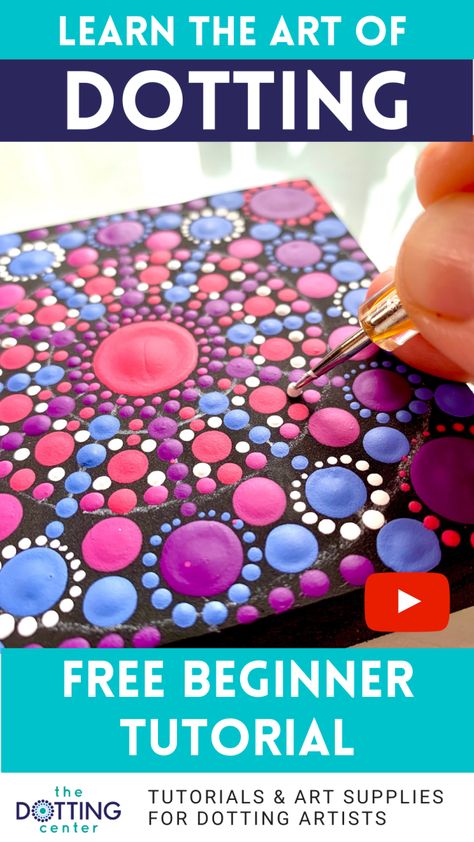 Easy Dot Art For Beginners, Dot Painting Tutorial For Beginners, Mandala Dots Pattern For Beginners, Learning Mandala Art, Dot Art Painting Patterns Easy On Canvas, Beginner Mandala Art, Mandala Beginner Step By Step, Dot Painting Beginners, Dot Painting Technique