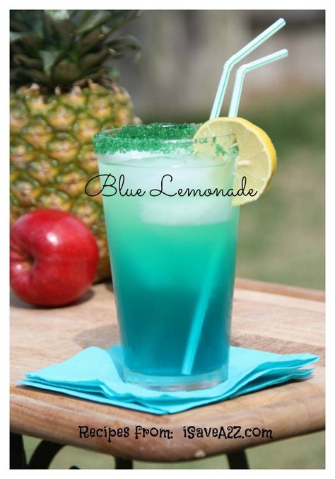 Blue Lemonade Blue Lemonade Recipe, Blue Lemonade, Lemonade Drink, Backyard Bbq Party, Blue Drinks, Lemonade Recipe, Homemade Lemonade, Milk Shakes, Lemonade Recipes