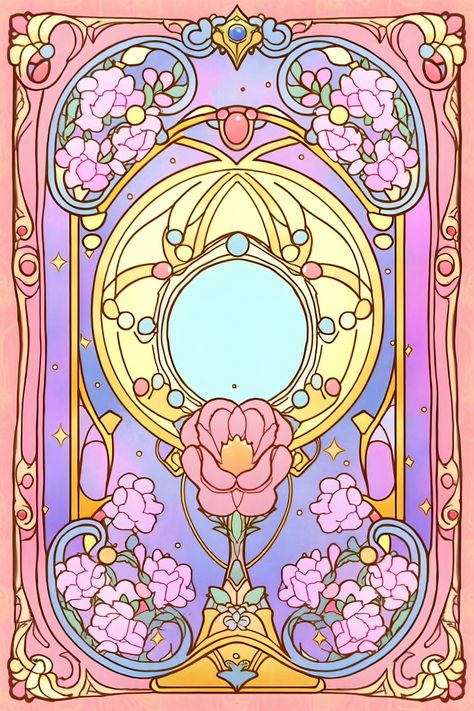 Art Nouveau Illustration, 카드 디자인, Tarot Cards Art, Stained Glass Crafts, Art Nouveau Style, Book Cover Art, Disney Drawings, Stained Glass Art, Art Deco Design