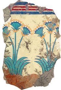 Greek Fresco Wall Paintings, Minoan Civilization Art, Ancient Greek Art Paintings, Greek Ancient Art, Greek Plants, Greek Mural, Greek Fresco, Minoan Fresco, Wall Fresco