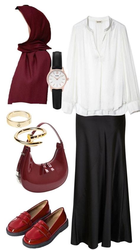 Maroon Hijab, Modest Girly Outfits, Maroon Outfit, Stylish Outfits Casual, Modest Casual Outfits, Stile Hijab, Muslim Outfits Casual, Hijabi Fashion Casual, Casual Hijab Outfit