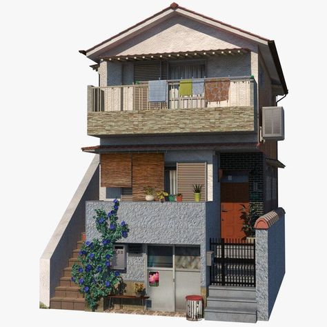 Bloxburg Japanese Town Layout, Japanese Apartment Exterior, Japanese Apartment Building, Japanese Townhouse, Japanese Signs, Bloxburg Town, Japanese Buildings, Asian House, Apartment Exterior