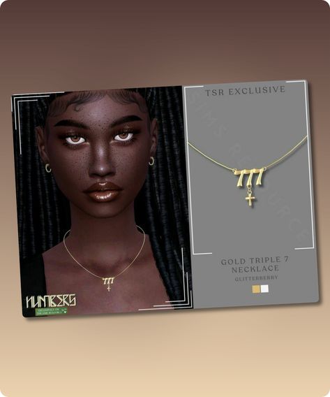 A numbers collection necklace. A triple 7 necklace set in gold and silver with cross pendant #sims4cc #accessories #sims4 #necklace #sims #gaming Sims 4 Cc Female Necklace, Cc Necklace Sims 4, Sims 4 Cc Van Cleef, Sims 4 Cc Cross Necklace, Ts4 Necklace Cc, Sims 4 Cross Necklace, Sims 4 Cc Jewelry Necklaces, Sims 4 Cc Accessories Necklaces, Necklace Sims 4 Cc