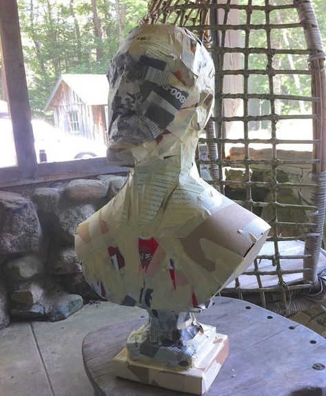 my big creative year : paper mache – ann wood handmade Paper Mache Bust Diy, Paper Mache Sculpture Ideas, Paper Mache Bust, Armature Sculpture, Realistic Paper Flowers, Drawing Everyday, Paper Mache Projects, Mache Art, Paper Art Sculpture