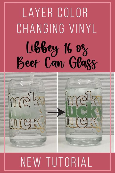 Libbey Beer Can Glasses are so stylish. Make them even more so by adding color changing and metallic vinyl. This tutorial will walk you through how to do that. Cricut Beer Can Glass Ideas, Beer Glasses Vinyl, Beer Can Glass Vinyl Size, Beer Can Glasses Vinyl, Beer Glasses Vinyl Size, Beer Can Glass Design, Beer Can Glass Design Svg, Beer Glasses 20oz Vinyl Size, Color Changing Vinyl