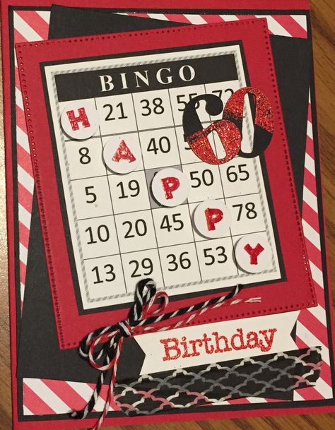 60th Birthday Cards For Men Diy, 60 Birthday Card For Men, Mens 60th Birthday Cards, 80th Birthday Bingo, 60th Birthday Cards For Men, 60 Th Birthday Cards Handmade, Bingo Birthday Cards, Bingo Birthday Party, Bingo Greeting Cards