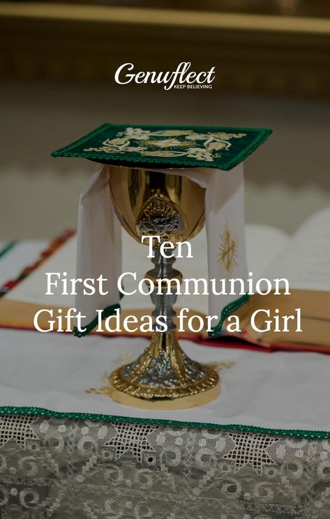 Here are 10 great gift ideas to give that special girl on her First Communion. First Communion Gifts For Girls Catholic, First Communion Gift Ideas Girl, First Communion Gift Ideas, Catholic Communion, Seven Sacraments, Communion Gifts Girl, Personalization Mall, Apostles Creed, Special Prayers