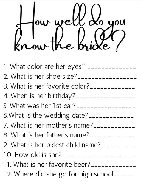 Hens Ideas, Couples Game Night, Wedding Trivia, 21st Birthday Photoshoot, Relationship Lessons, Future Wedding Plans, The Wedding Date, Wedding Games, Bridal Shower Party