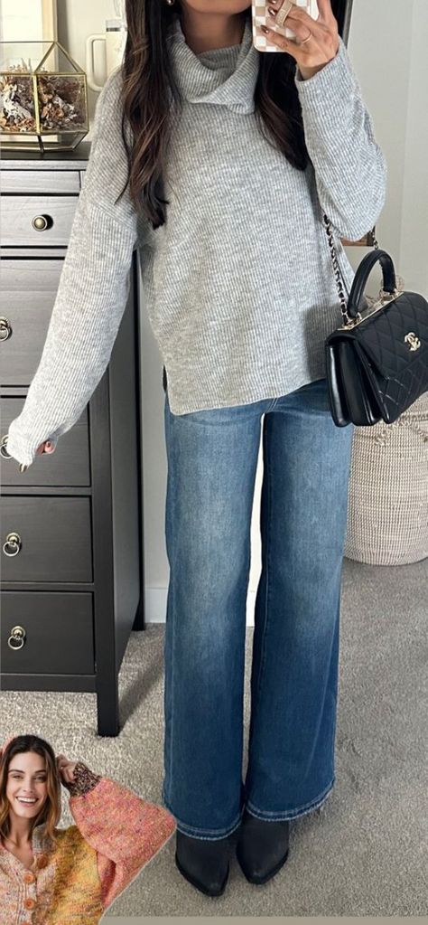 Gray Long Sleeve Shirt Outfit, Outfits For 50 Year Old Women, Long Sleeve Shirt Outfit, Sleeve Shirt Outfit, Long Sleeve Shirt Outfits, Grey Long Sleeve Shirt, Gray Long Sleeve, Grey Long Sleeve, Casual Fall