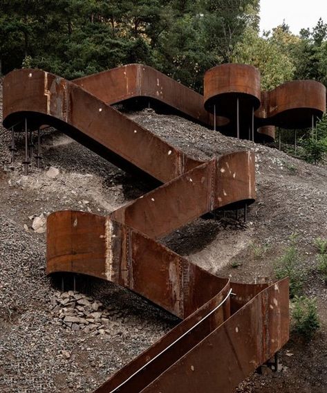 Mountain Lodge, Corten Steel, Mug Design, Land Art, Steel Structure, Architecture Firm, The Landscape, Walkway, Landscape Architecture