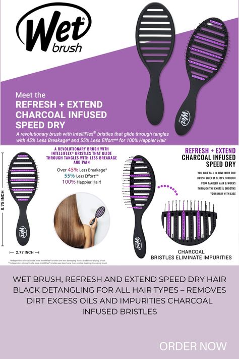 #wetbrush #thewetbrush #detangler #greatbrush #hairbrush #hairgoals #originaldetangler #detanglingbrush #wetbrushpro #wetbrushlove #tanglefree #happyhair #haircareproduct #intelliflexbristles #worldofwetbrush #longhairgoals #removedirt #easytouse #blowdrying #gotobrush #painless #openventdesign #heat_resistant #excessoil #gentlyseparatesknot #infusedbristles #hair #longhairlove #lotsofcolors #lessbreakage Detangling Hair, Types Of Hair, Tangled Hair, Detangling Brush, Wet Brush, Hair Help, Happy Hair, Hair Detangler, Hair Black