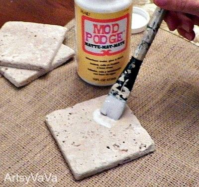 Artsy VaVa: Stone Tile Coasters How To Make Tiles, Tile Art Projects, Scrabble Letter Crafts, Christmas Bazaar Ideas, Diy Coasters Tile, Decoupage Crafts, Woman Magazine, Decoupage Decor, Coaster Crafts