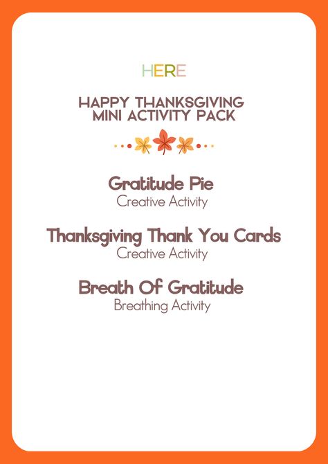 HERE Mindfulness - Thanksgiving Gratitude Mini Activity Pack Creative Exercises, Mindful Activities, Thanksgiving Gratitude, Activity Workbook, Creativity Exercises, Tree Pose, Mindfulness Activities, Activities For Children, Activity Pack