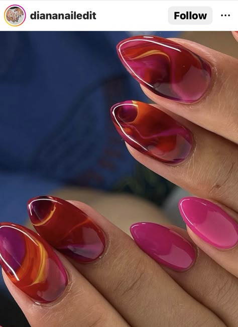 Taurus Nails, Nail Instagram, Water Marble Nails, Marble Nail Designs, Marble Nail, Water Marble, Oval Nails, Marble Nails, Minimalist Nails