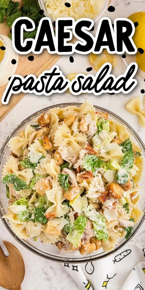 Caesar Pasta Salad, Caesar Pasta, Chicken Caesar Pasta Salad, Pasta Salad Ingredients, Cold Pasta Salad Recipes, Spaceships And Laser Beams, Cold Pasta Salad, Salad Pasta, Easy Pasta Salad