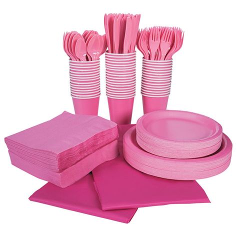 Candy Pink Tableware Party Pack for 48 Pink Tableware, Bratz Party, Black Tableware, Strawberry Soda, Pink Plates, Party Tables, Galentines Party, Plastic Forks, Plastic Cutlery