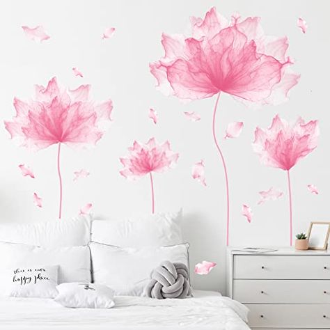 Pink Wall Stickers, Playroom Bathroom, Floral Wall Stickers, Tiles Mirror, Flower Wall Decal, Large Wall Stickers, Nursery Classroom, Wall Decals Living Room, Living Room Murals