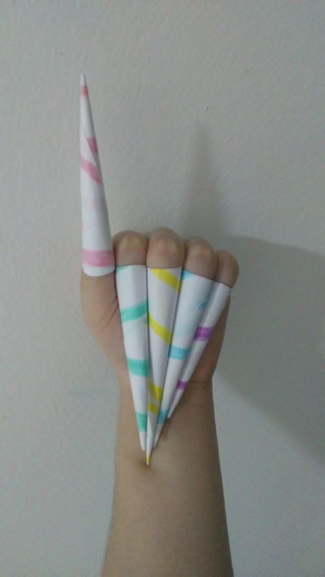 Cute Paper Nails Ideas, Paper Nails Ideas, Paper Nails Design, Claw Nails Designs, Paper Claws, Nail Paper, Paper Nails, Fake Nails Designs, Nail Drawing