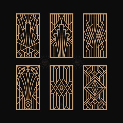 Modern Art Deco Graphic Design, Art Deco Graphic Design, Art Deco Embroidery, Art Deco Design Graphics, Art Deco Lines, Banner Drawing, Laser Cut Panels, Motif Art Deco, Laser Art