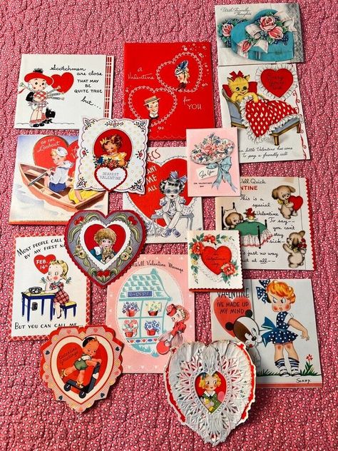 Vintage Valentines Lot of 16 Valentines Super Cute 16 Valentine Cards Old Valentines Cards, Vintage Valentine Aesthetic, 60s Valentines, Retro Valentines Aesthetic, Old Fashioned Valentines, Valentines Invitations, Home Made Valentines, Valentines Journal, Pop Up Valentine Cards