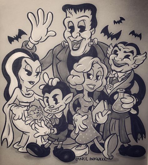 Lance Inkwell, Reaper Drawing, David Mann Art, 1930s Cartoons, October Art, Creepy Halloween Decorations, Rubber Hose, The Munsters, Halloween Artwork