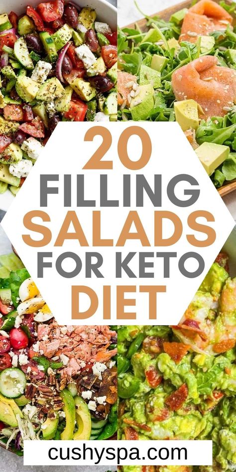 You can enjoy more light but filling low carb lunches to keep you in ketosis when you prepare these incredible keto salad recipes. These ketogenic salads are packed with healthy fats for a delicious and nutritious keto meal to help you burn more fat. Low Carb Lunches, Filling Salads, Keto Salad Recipes, Low Calorie Salad, Salad Recipes Low Carb, Keto Salad, Chopped Salad Recipes, Gourmet Meals, Keto Diet Breakfast