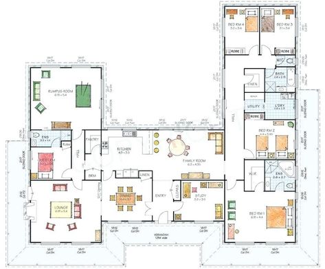 Cubby House Plans, U Shaped House Plans, L Shaped House Plans, U Shaped Houses, Shaped House, L Shaped House, Unique Floor Plans, Pool House Plans, 4 Bedroom House Plans