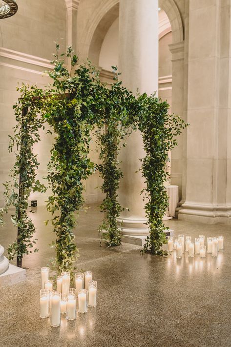 Baltimore Museum Of Art Wedding, Minimalist Chuppah, Chuppah Greenery, Chuppah With Greenery, Belvedere Hotel, Aisle Planner, Fairytale Romance, Urban Wedding Venue, Elegant Winter Wedding