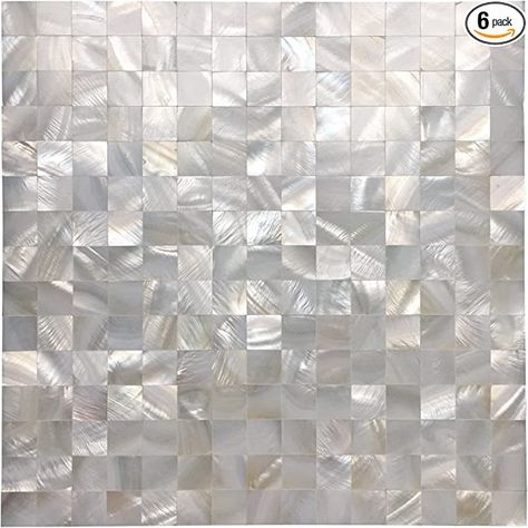 Art3d Peel and Stick Mother of Pearl Shell Mosaic Tile for Kitchen Backsplashes, 12" x 12" White (6 Pack) - - Amazon.com Mosaic Tile Bathroom Floor, Remodeled Kitchens, Shell Mosaic Tile, Mosaic Bathroom Tile, Shower Backsplash, Shell Tiles, Pearl Tile, Mosaic Tile Backsplash, Shell Mosaic