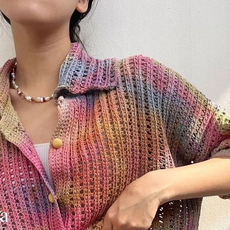 IamLanka on Instagram: "My favorite Jebel Button Up crochet pattern is now live!🎉 Make sure to get your copy while the pattern is still on sale for 15% off over the next 48 hours. I promise this pattern is a MUST-HAVE! You'll absolutely love it. 💗💗💗Don't forget to check out the link in @handmadebyhannalouise 's bio for the pattern. • • • • • • • #crochetpattern #crochetshirt #crochettop #crochetaddict #crochetersofinstagram #crocheteveryday #crochetinspiration #crochetinspo #crochetisfun #cr Button Up Crochet Top, Crochet Button Up, Crochet Button, Crochet Things, Crochet Buttons, 15 % Off, Crochet Shirt, Crochet Woman, I Promise