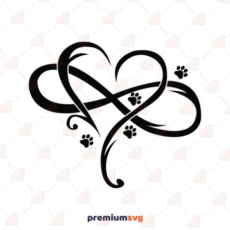 Infinity Tattoo With Paw Prints, Infinity Paw Tattoo, Cat Paw Tattoo Ideas, Paw Print With Heart, Cat Paw Print Tattoo, Valentine's Design, Paw Print Svg, Tiny Wrist Tattoos, Tattoos For Dog Lovers