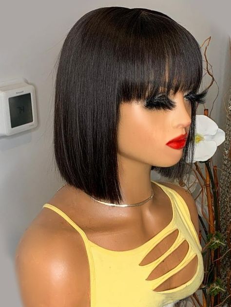 Long Straight Bob, Daily Wigs, Short Curly Weave, Weave Bob Hairstyles, Bob Human Hair Wigs, Ali Grace, Straight Bob Hairstyles, Bob Wig With Bangs, Short Box Braids Hairstyles